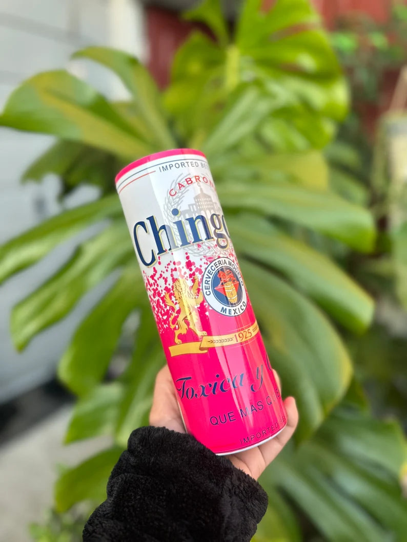 Chingona Toxica y Chula Modelo | 20oz skinny tumbler with lid and straw